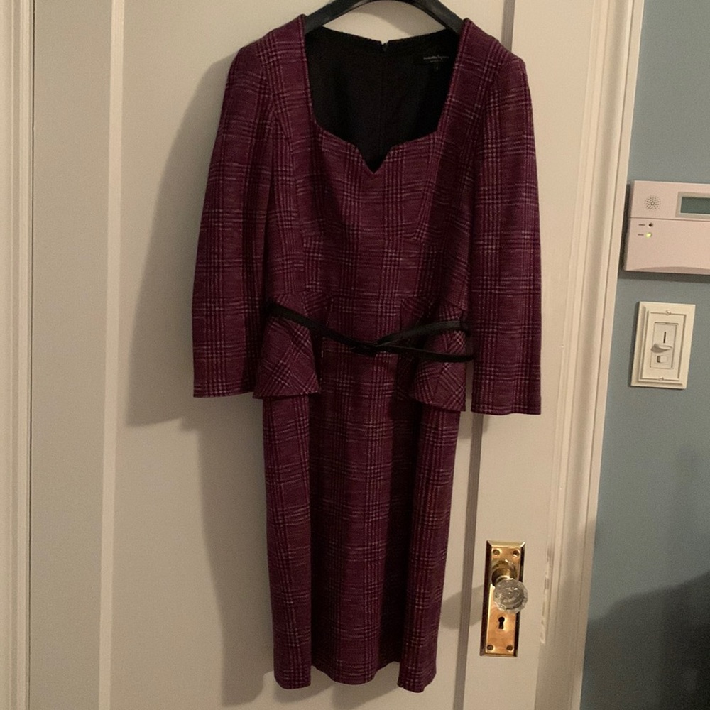 Nanette Lepore Purple Plaid Peplum Dress